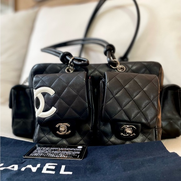 Sold Beautiful Chanel Cambon Small Reporter black and white - Picture 1 of 12